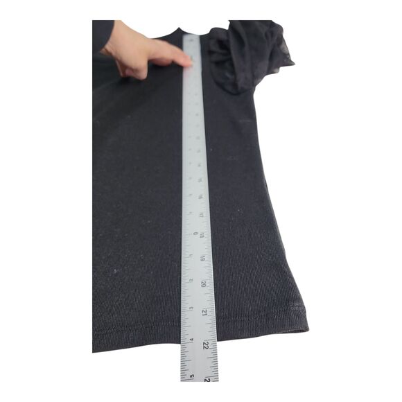 Zara Black Organza Puff Sleeve Elastic Cuff Sz Small Ribbed whimsigoth Going out - Picture 4 of 6